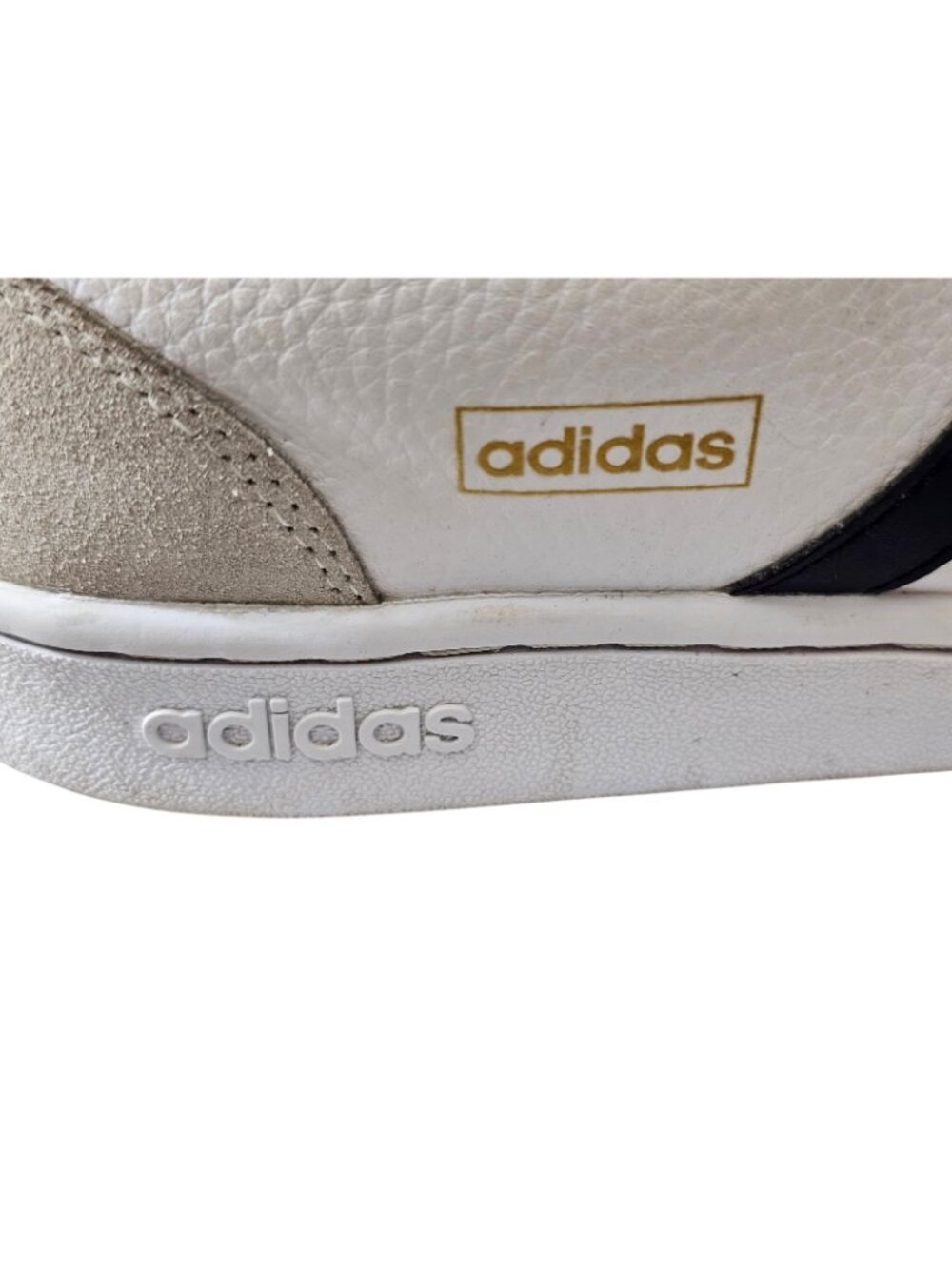 Adidas White Black Stripe Leather Sneakers Men’s Size 13 Classic Lace Up Shoes - Picture 7 of 10